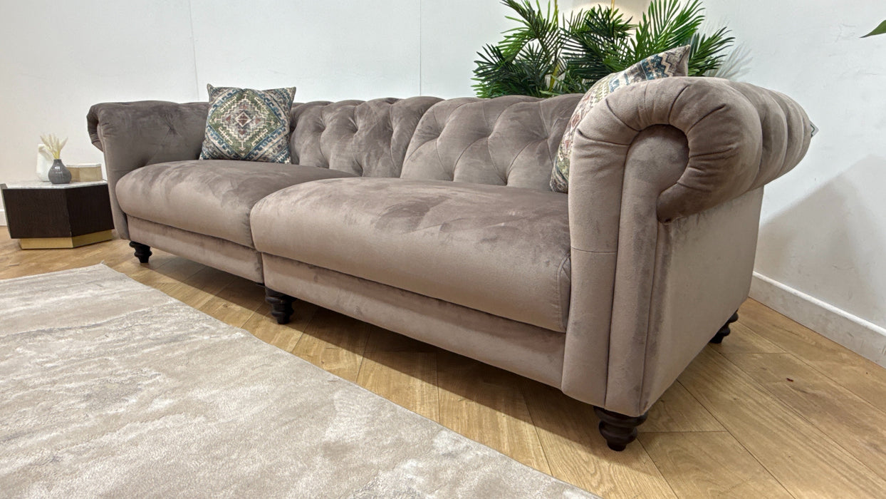 Sofology Kensington Fabric 4 Seater Split in Matt Velvet Mole Mix