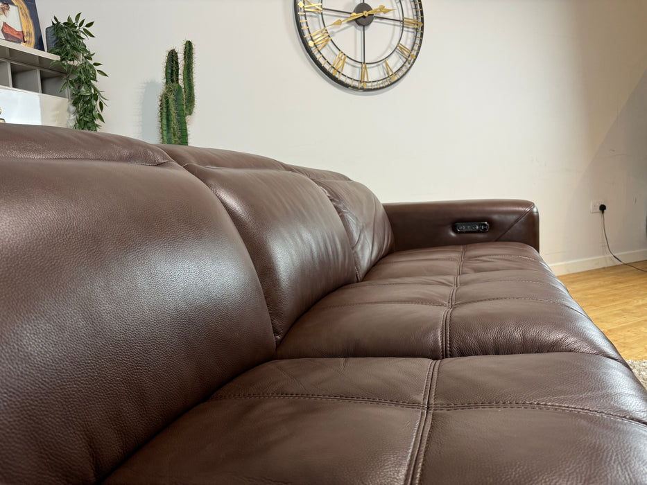 Marvella 3 Seater Power Headrest Power Recliner Leather Chocolate (WA2)