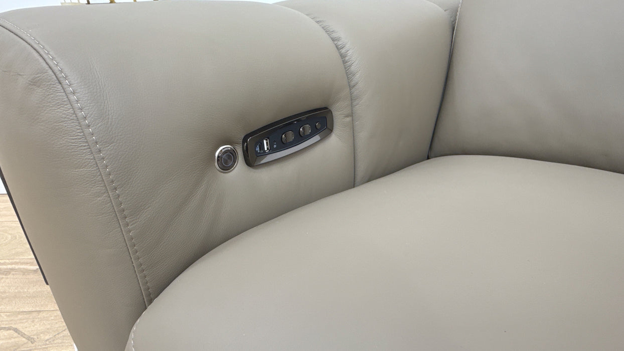 Sofology Solace 3 Seater Power Recliner/Headrest Heated Seats in Sample Taupe