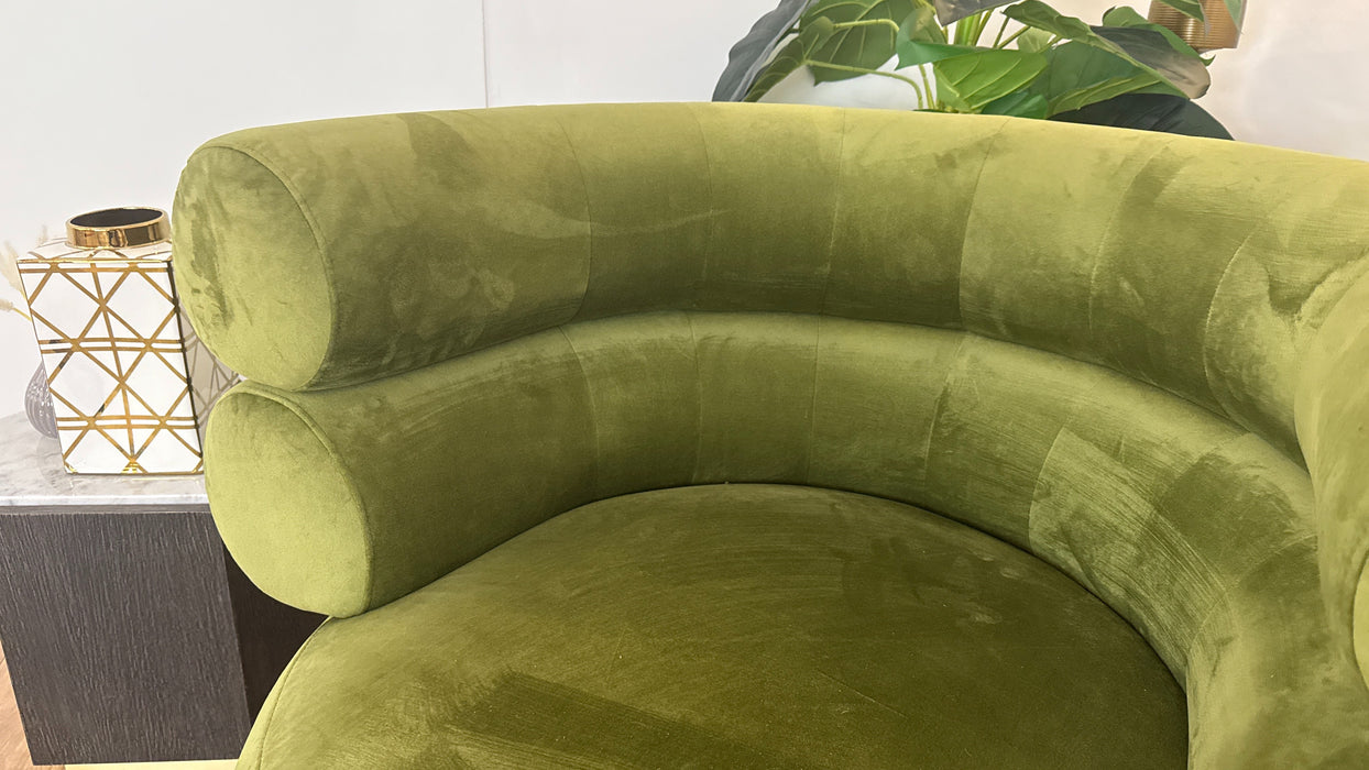 Sofology The Fitzrovia Fabric Accent Swivel Chair in Matt Velvet Olive Without Trim