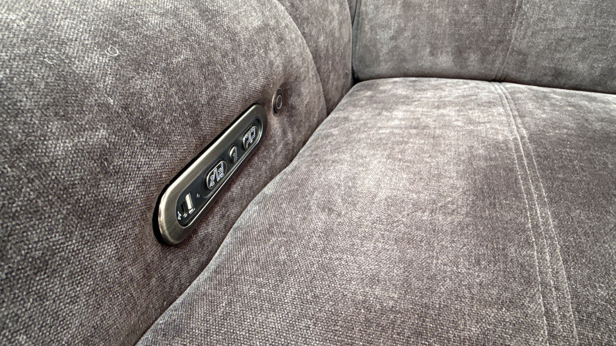 Sofology Allure Fabric 1.5 Corner 3 Power Recliner/Headrest Heated Seats Speakers in Relaxed Chenille Raisin