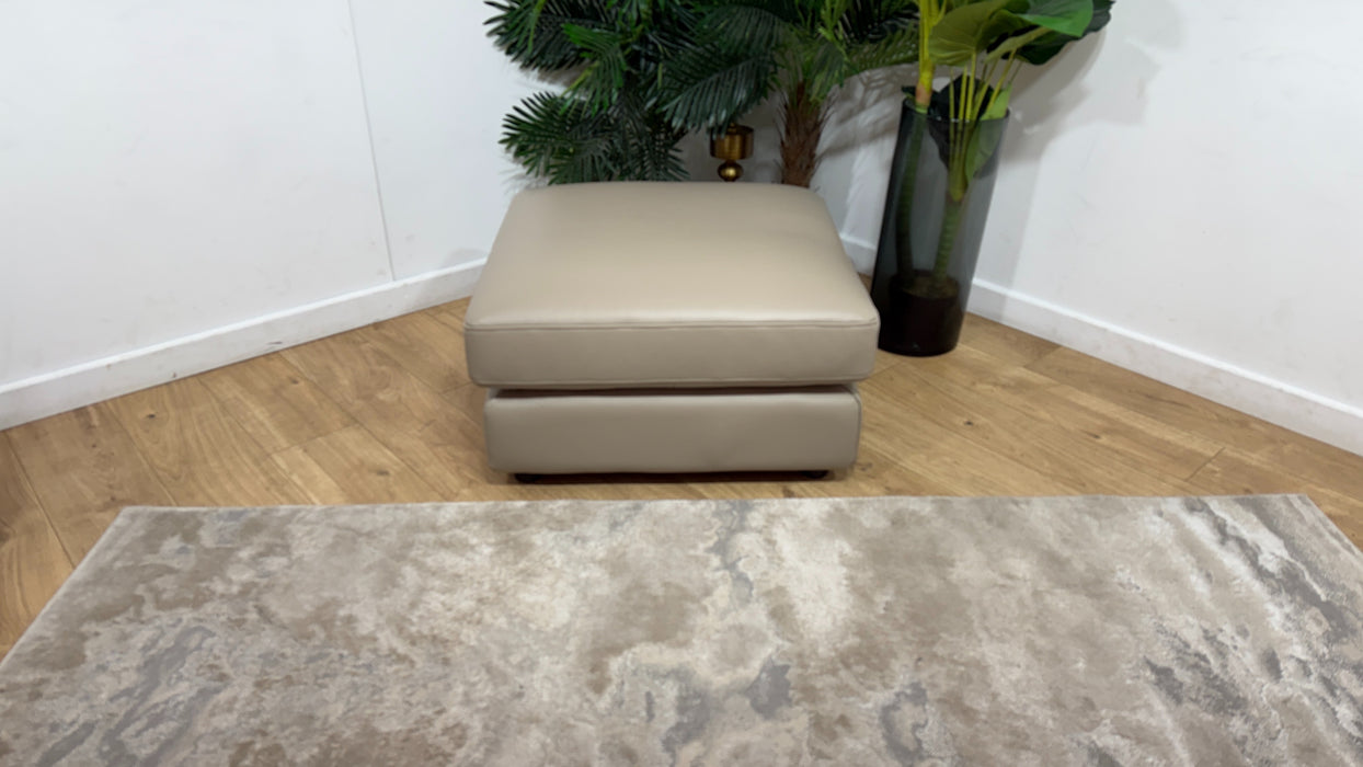 Sofology Leather Footstool in Trusty Embossed Stone