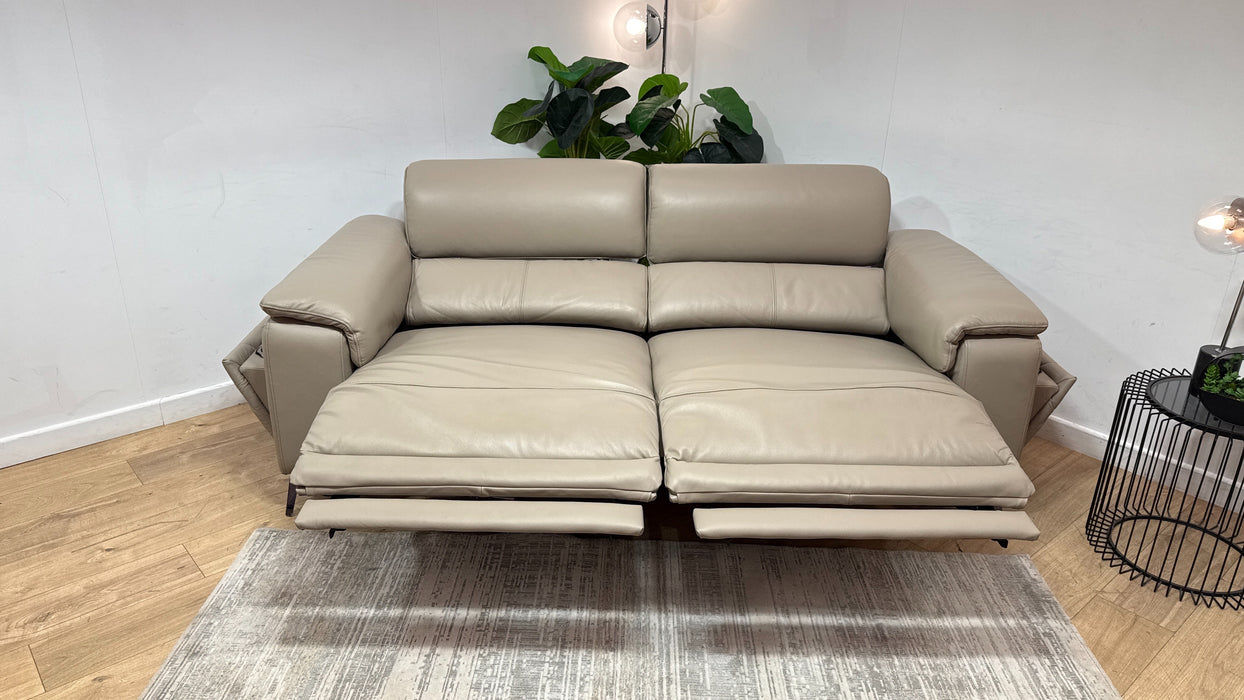 Sofology Fratelli Leather 2.5 Seater Power Recliner/Headrest in Trusty Embossed Stone