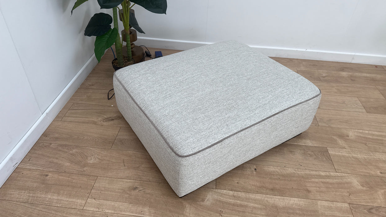 Sofology Russo Fabric Designer Footstool in Lustre Weave Contrast Piping Natural Mix