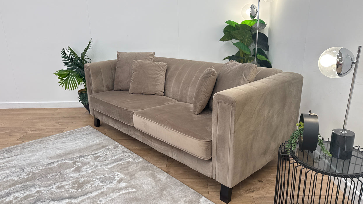 Sofology Fluted Isla Fabric 3 Seater in Mocha All Over