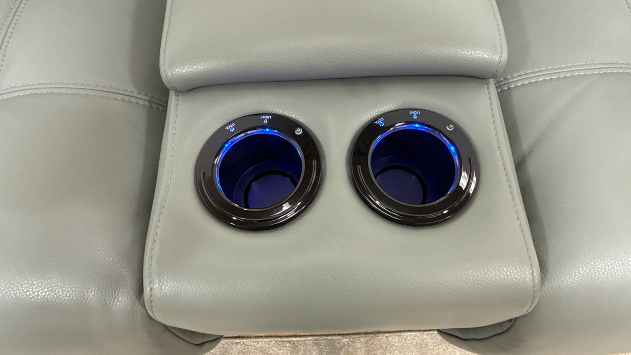 Sofology Marvella Leather 2 Seater Power Recliner/Headrest Heated Seats in Trusty Sheen Granite Teal