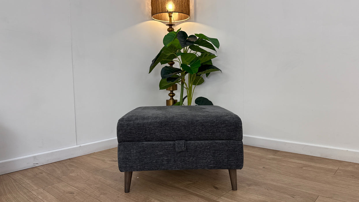 Sofology The Hackney Fabric Storage Footstool Memory Foam in Linen Look Chenille Natural