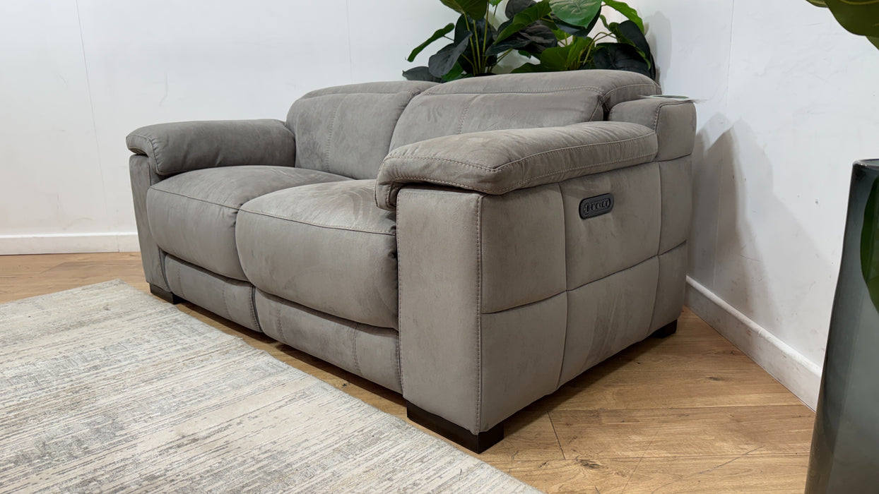 Sofology Laurence Fabric 2 Seater Power Recliner/Headrest in Lifestyle Textured Charcoal