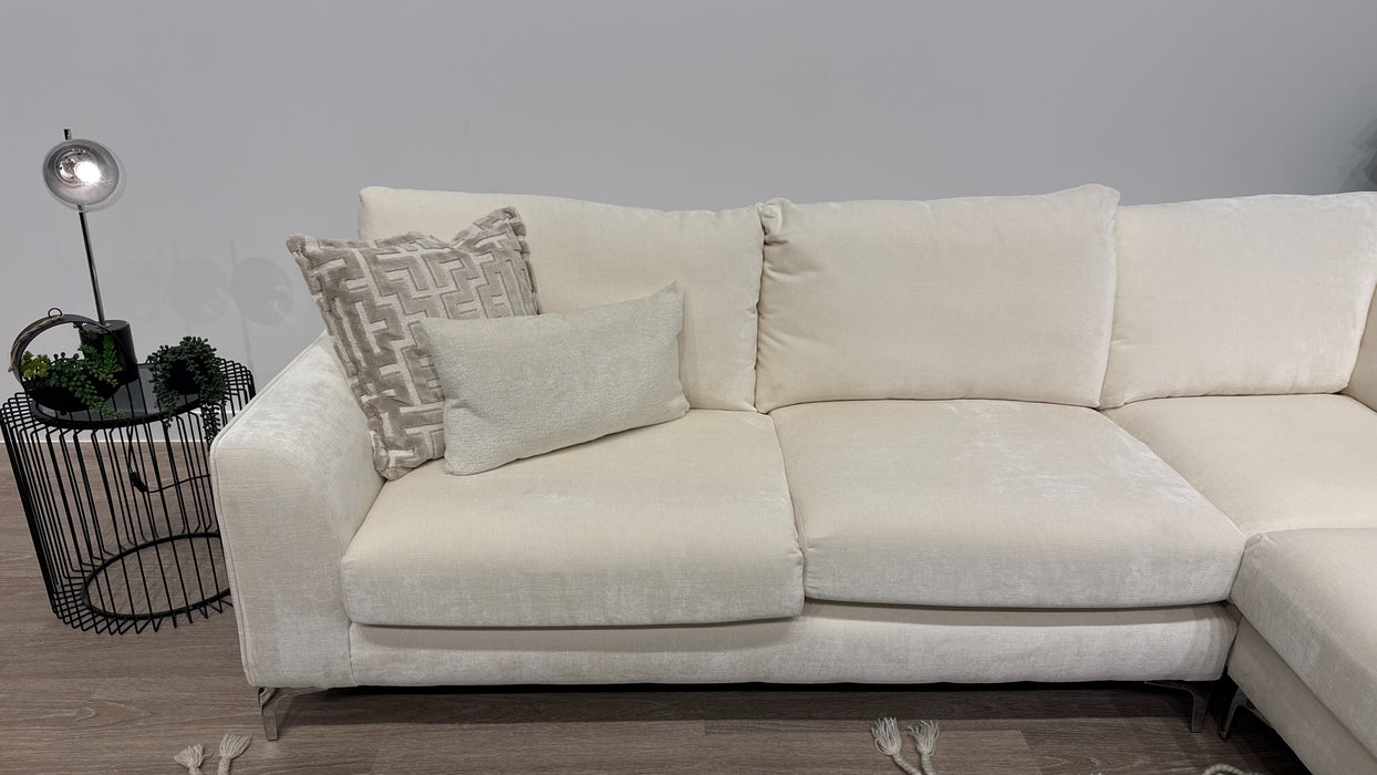 Sofology Mayfair Fabric 3 Corner 1 Foam Seats in Luxury Chenille Milk/Pearl Mix