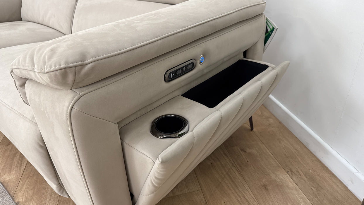 Sofology The Fratelli Fabric 2.5 Seater Power Recliner/Headrest in Lifestyle Nubuck Feel Stone