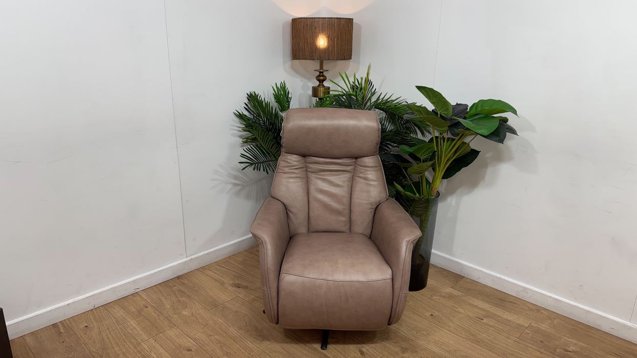 Sofology Heston Leather Chair Power Recliner in Relaxed Soft Leather Stone