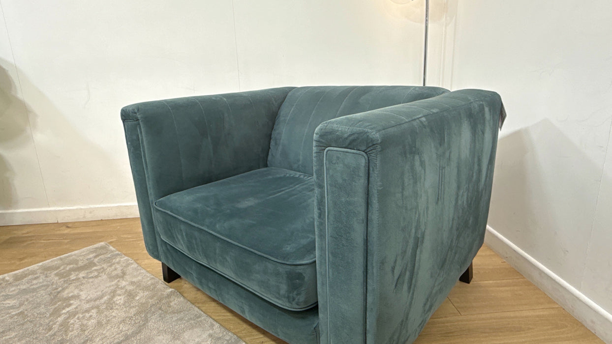 Sofology Fluted Isla Fabric Loveseat in Velluto Azure