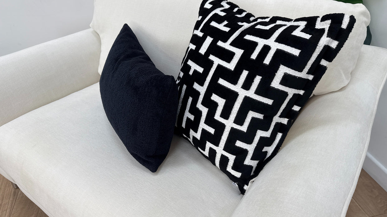 Sofology Mayfair Fabric Loveseat in Soft Chenille Ivory/Black Mix