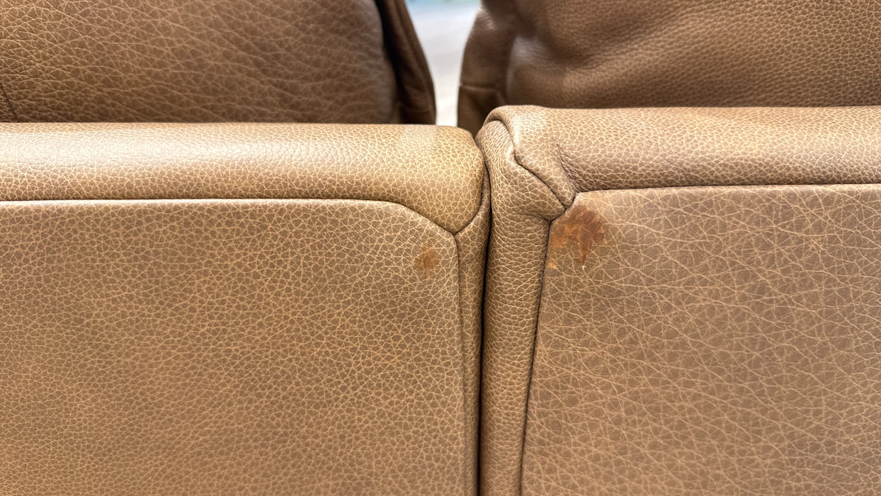 Sofology Artisan Leather 4 Seater Split in Relaxed Natural Grain Leather Tan/Natural Mix