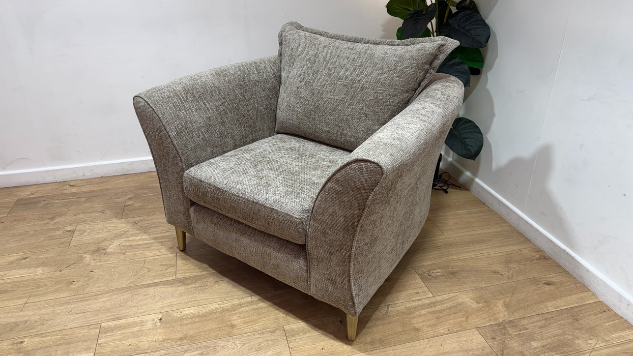 Sofology Scintillate Fabric Chair in Basketweave Chenille Stone/Natural Mix