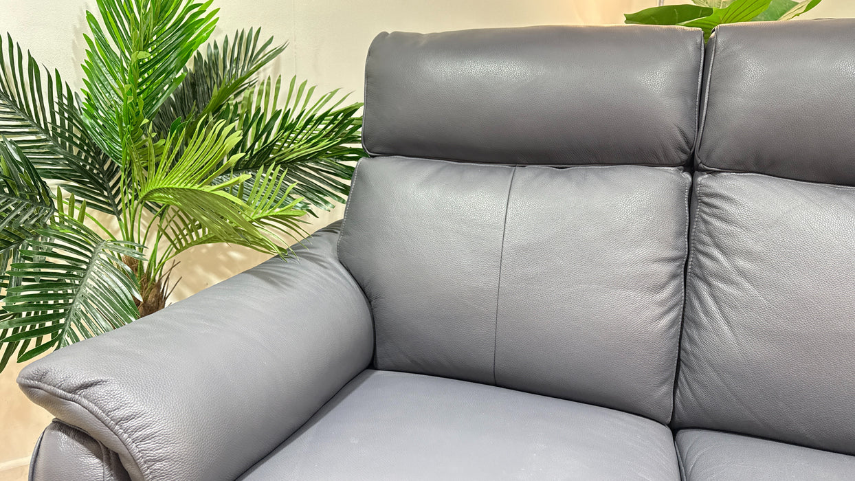 Sofology Parker Leather 2 Seater Power Recliner/Headrest in Trusty Sheen Lavendar Grey