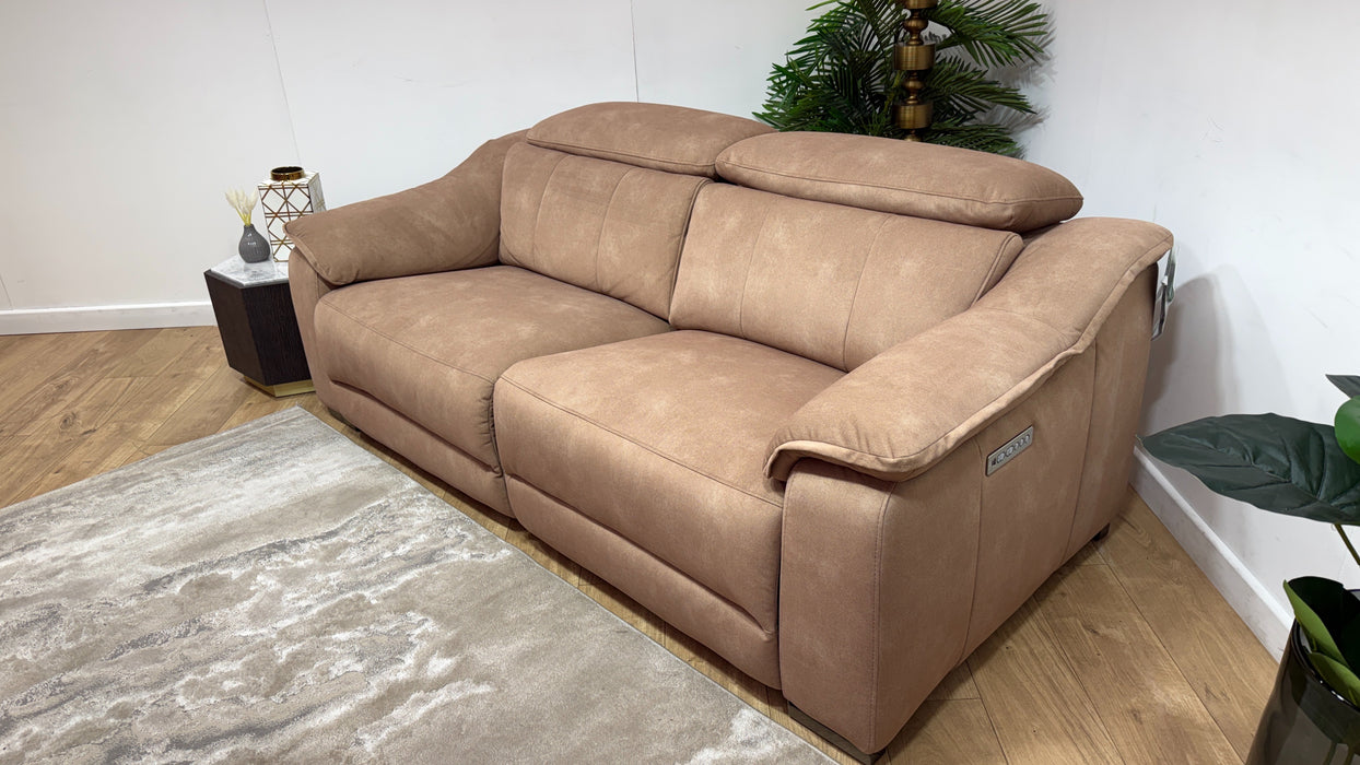 Sofology Carrera Fabric 2.5 Seater Power Recliner/Headrest in Lifestyle Flecked Sand
