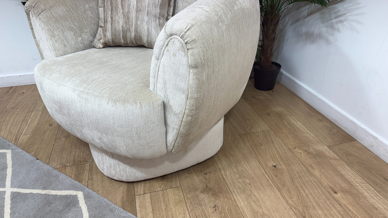 Sofology Lustre Fabric Accent Swivel Chair in Luxury Plush Chenille Moonstone Mix