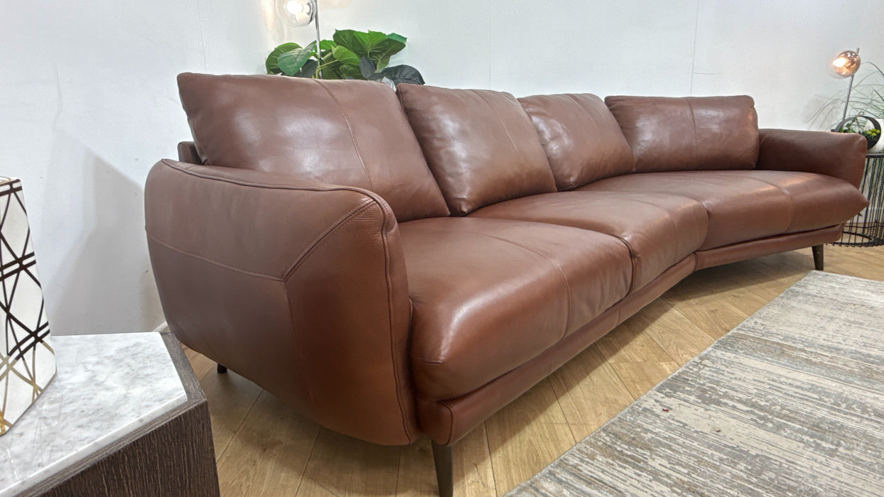 Sofology Adler Leather 4 Seater Asymmetric in Relaxed Soft Brown