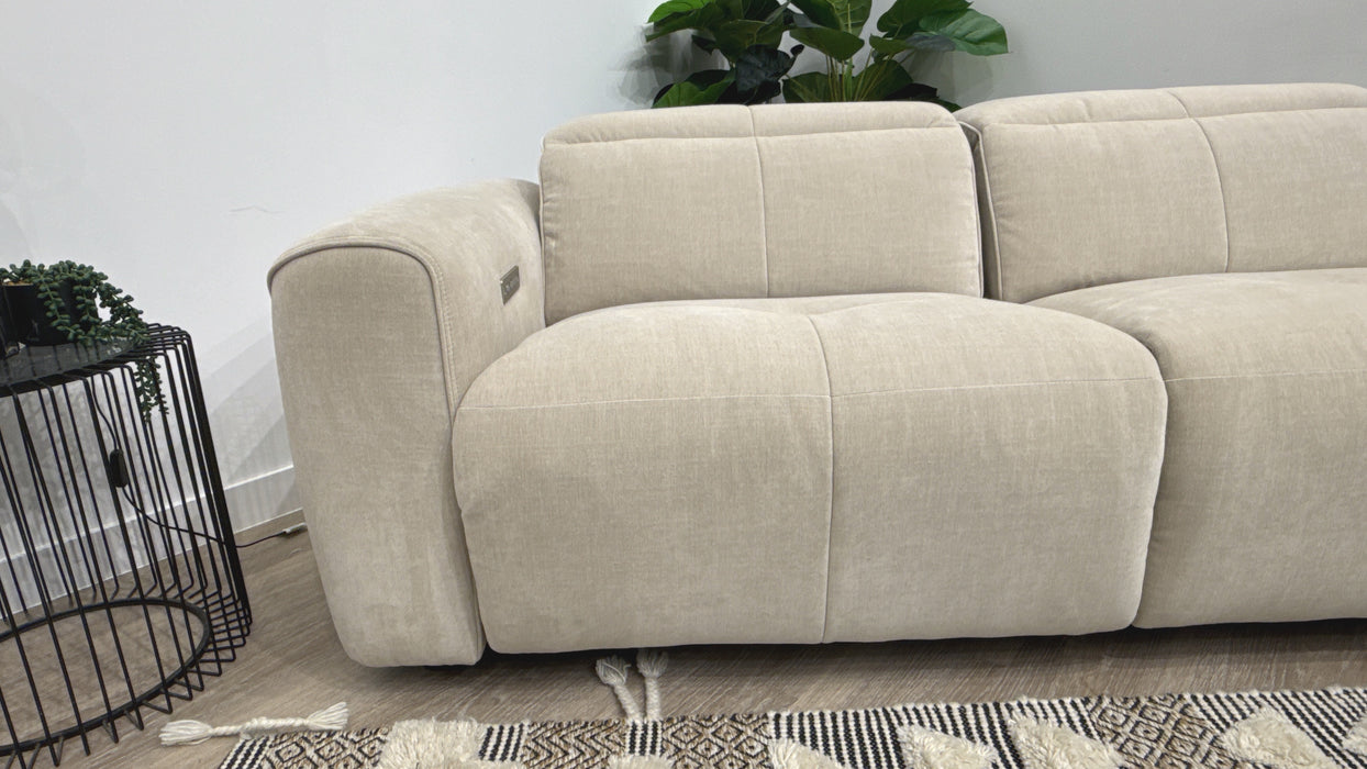 Sofology Riviera 2.5 Power Recliner Fabric Sofa in Chenille Cotton