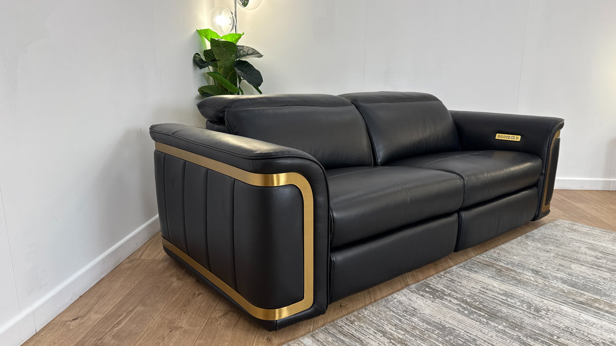 Sofology The Plaza 2.5 Seater Leather Recliner in Trusty Embossed Jet Black
