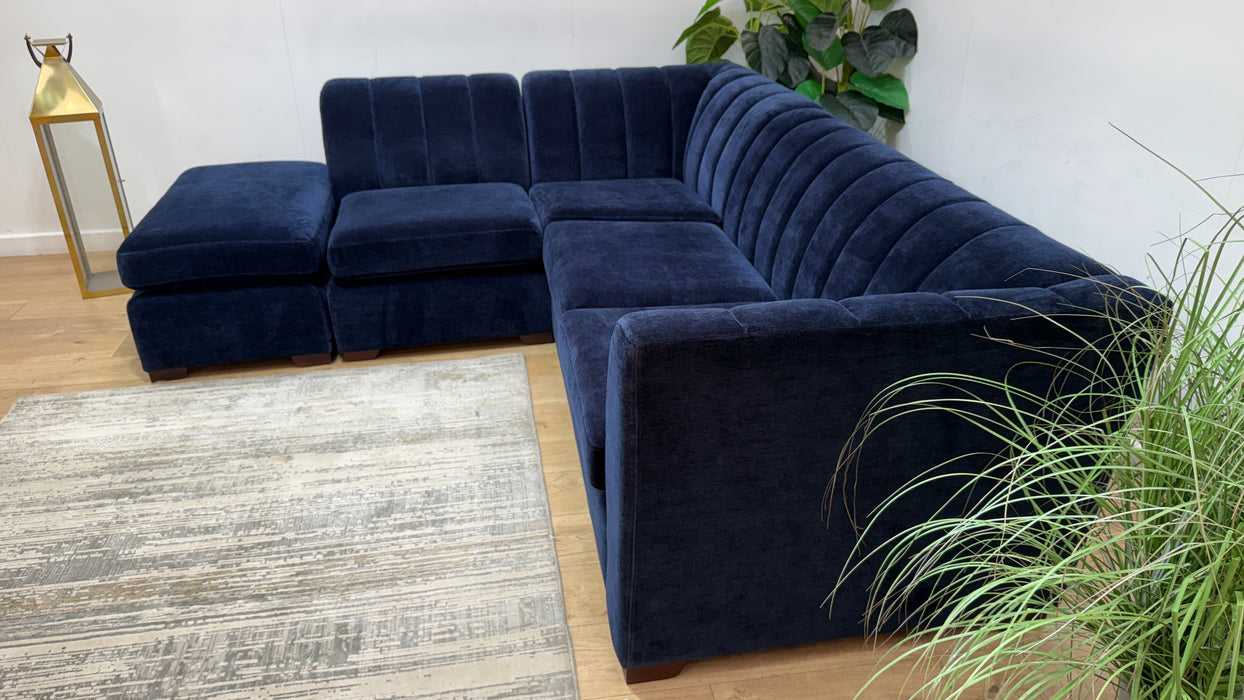 Sofology Downtown Fabric Terminal 1 Corner 2 in Soft Chenille Navy