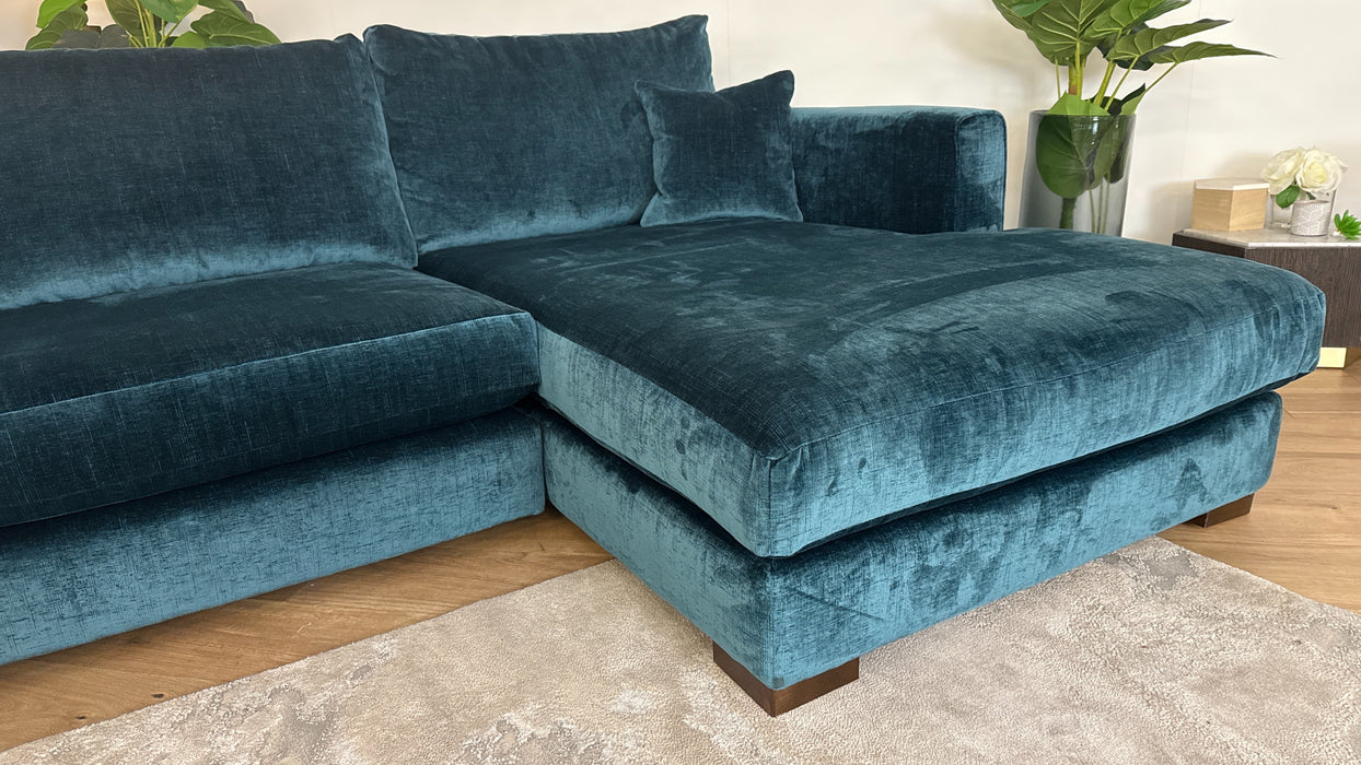 Sofology Majestica Fabric 3 Seater Chaise in Luxe Chenille Teal