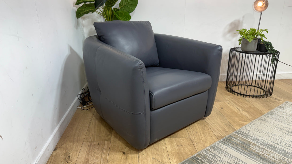 Sofology Marvella Leather Swivel Chair in Trusty Sheen Lavender Grey