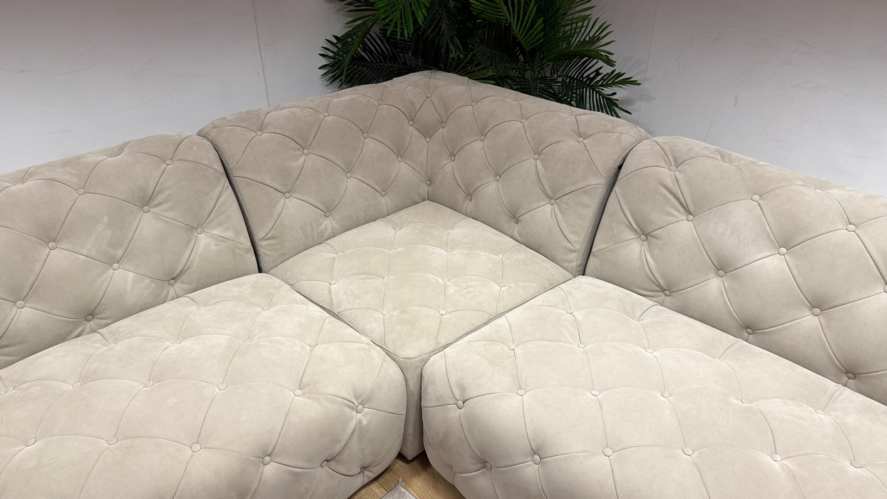 Sofology Venezia Fabric 1.5 Corner 3 in Lifestyle Nubuck Feel Stone