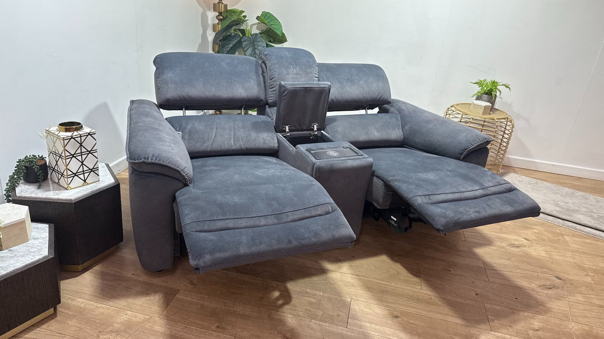 Sofology Hugo Fabric 2.5 Seater Console Power Recliner/Headrest in Lifestyle Flecked Charcoal