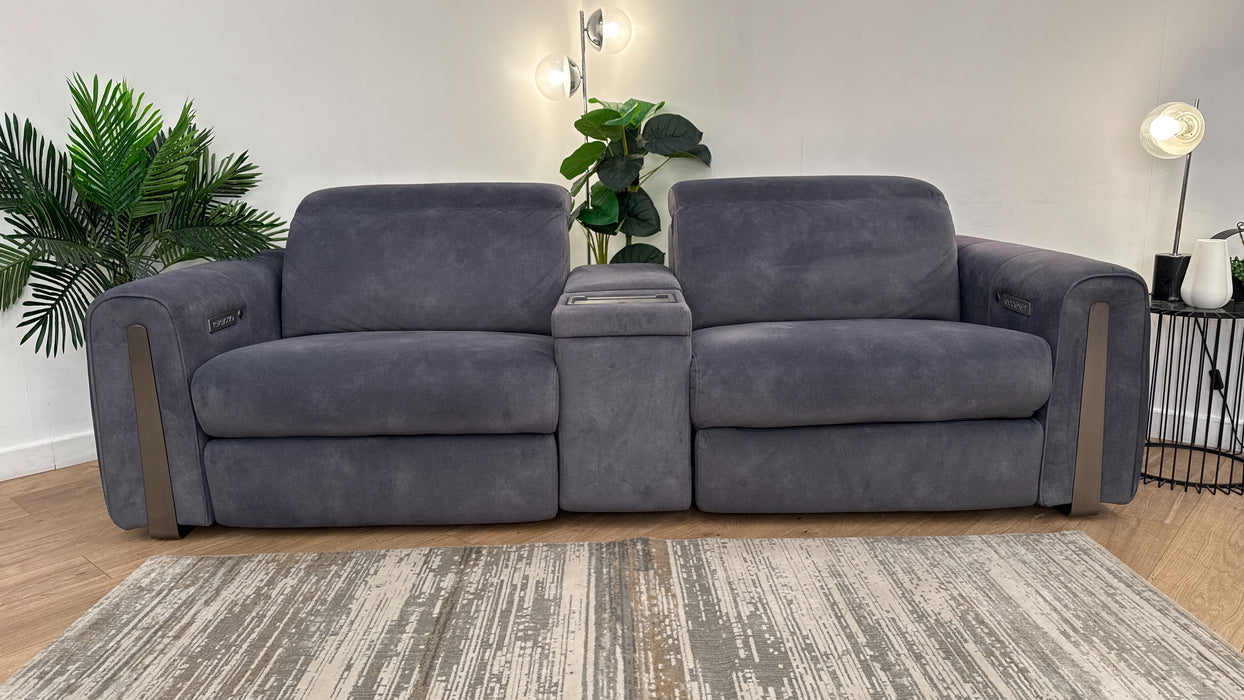 Sofology Kingsbridge Fabric 2.5 Seater Smart Console Power Recliner/Headrest Heated Seat in Lifestyle Flecked Charcoal