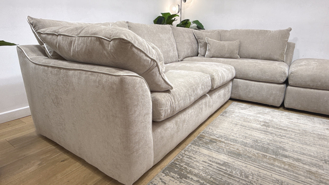 Sofology Georgio 3 Corner 1 Terminal Feather Flex Seats in Lifestyle Plush Chenille Wicker Mix