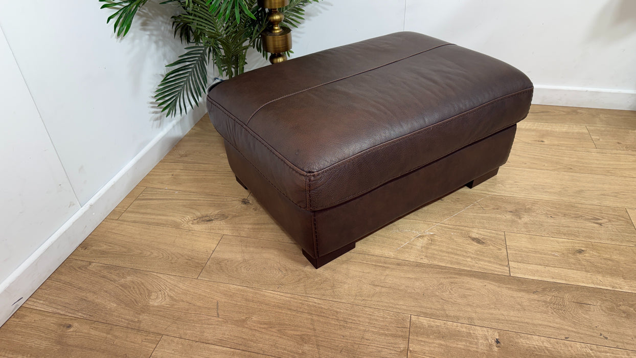 Sofology Linara Leather Footstool in Virginia Brown