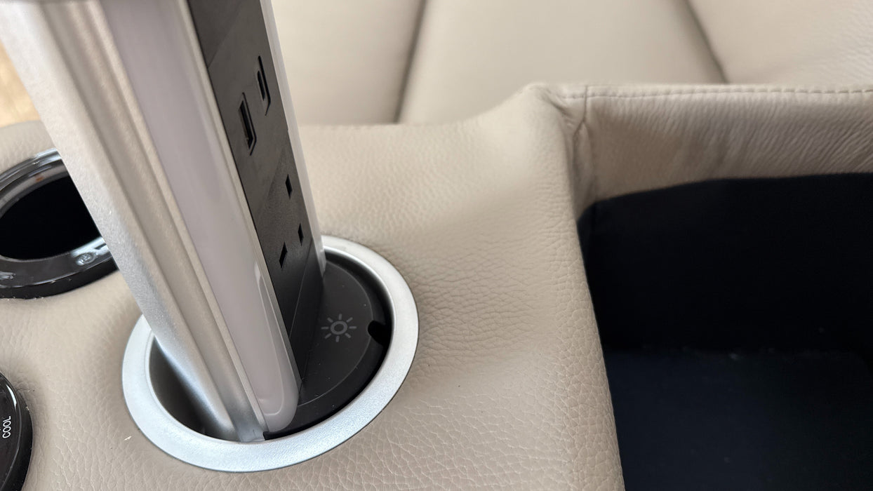 Sofology Renato Leather 2.5 Seater Console Power Recliner in Trusty Embossed Stone