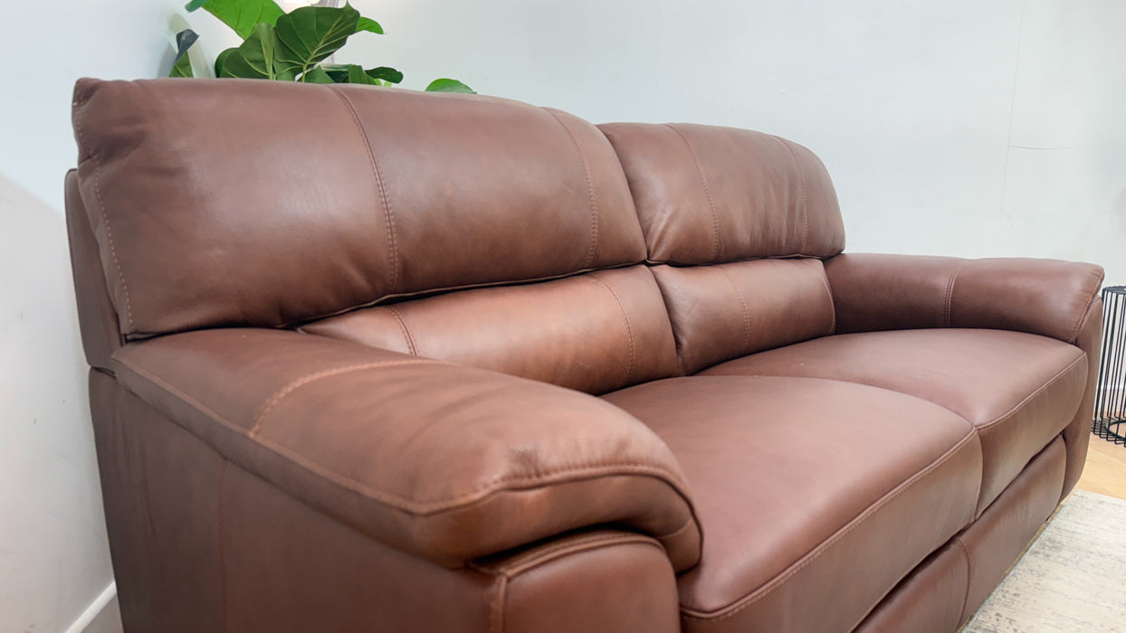 Sofology Santina Leather 3 Seater in Relaxed Soft Brown