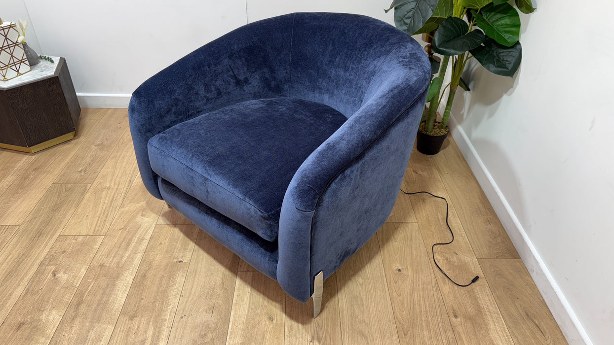 Sofology Oscar Fabric Accent Chair in Fine Textured Chenille Denim Mix