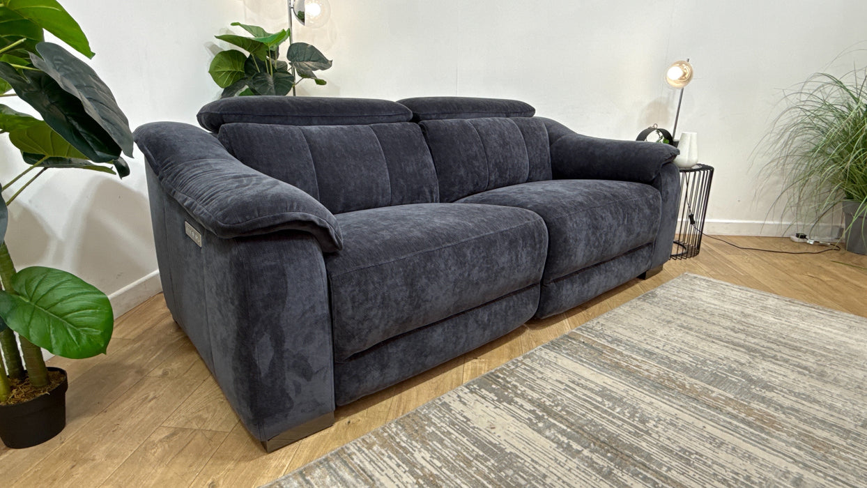 Sofology Carrera Fabric 2.5 Power Recliner/Headrest in Relaxed Chenille Ink