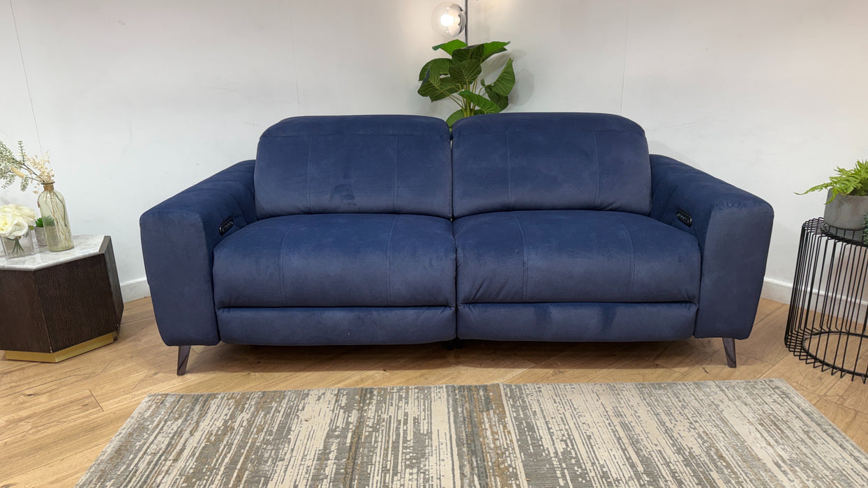 Sofology Allure Fabric 2.5 Seater Power Recliner/Headrest Lumbar Support in Lifestyle Flecked Navy