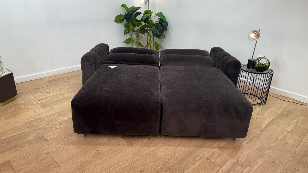 Sofology Sanctuary Fabric 3 Seater Double Power Chaise Power Motion Back in Relaxed Chenille Raisin