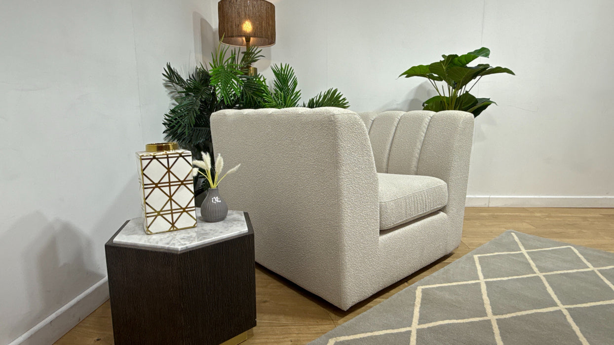 Sofology Downtown Fabric Swivel Chair in Boucle Linen