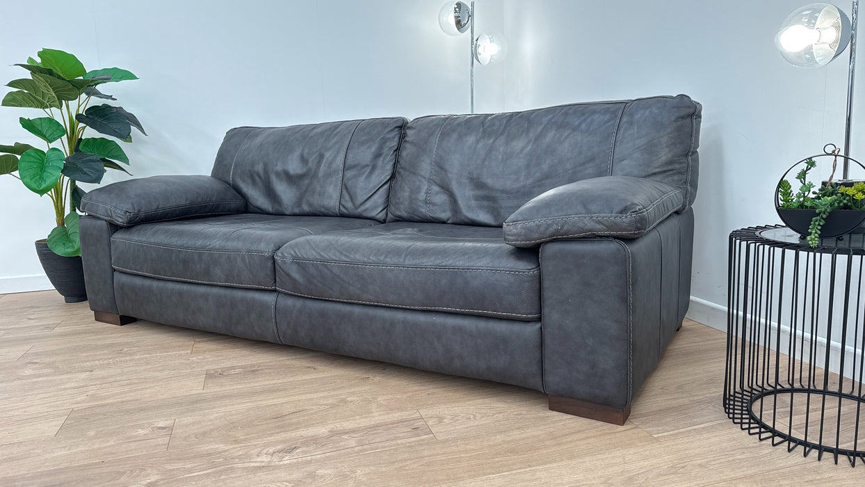 Linara 4 Seater - Leather Sofa - Virginia Slate