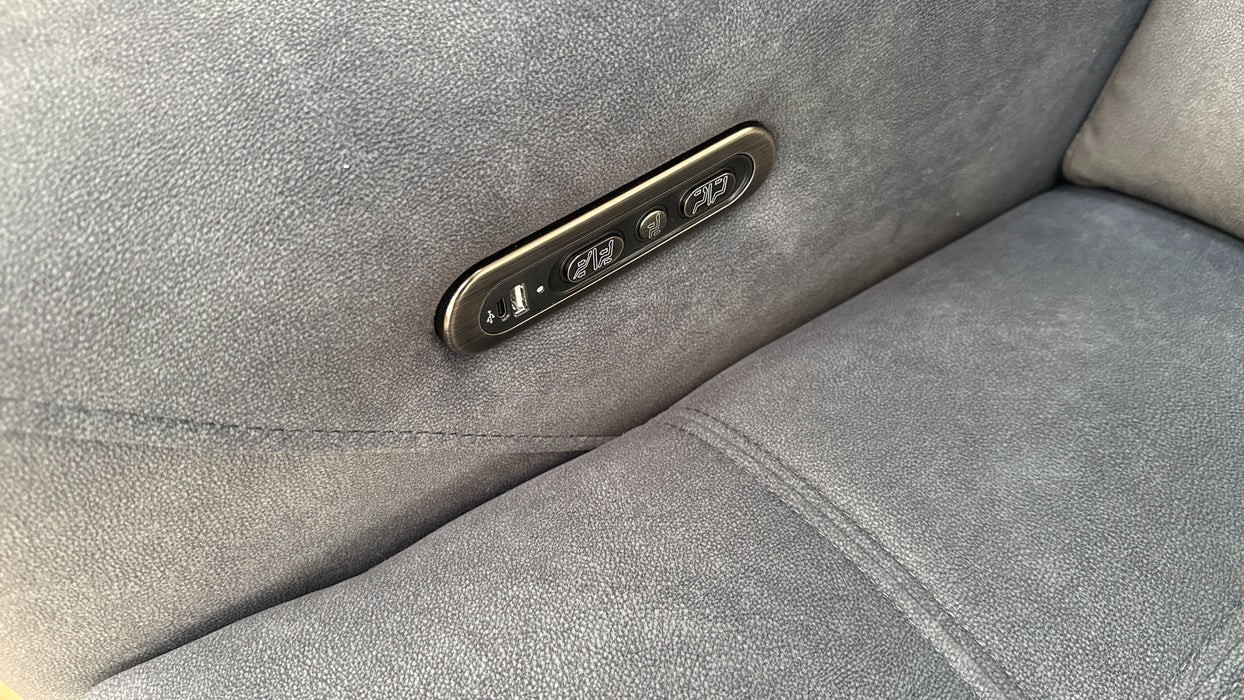 Sofology Marvella Fabric 3 Seater Power Recliner/Headrest in Lifestyle Flecked Charcoal