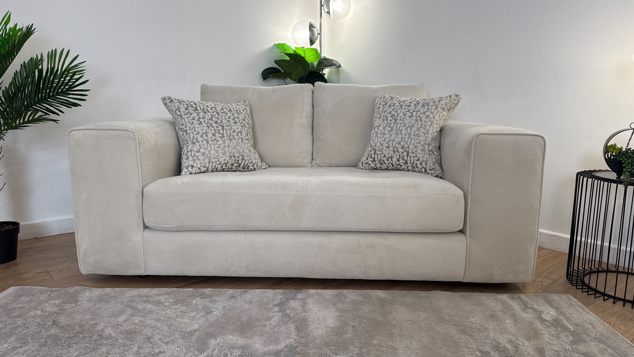 Sofology Ascot Fabric 2 Seater Bench Seat in Soft Sherpa Natural Mix