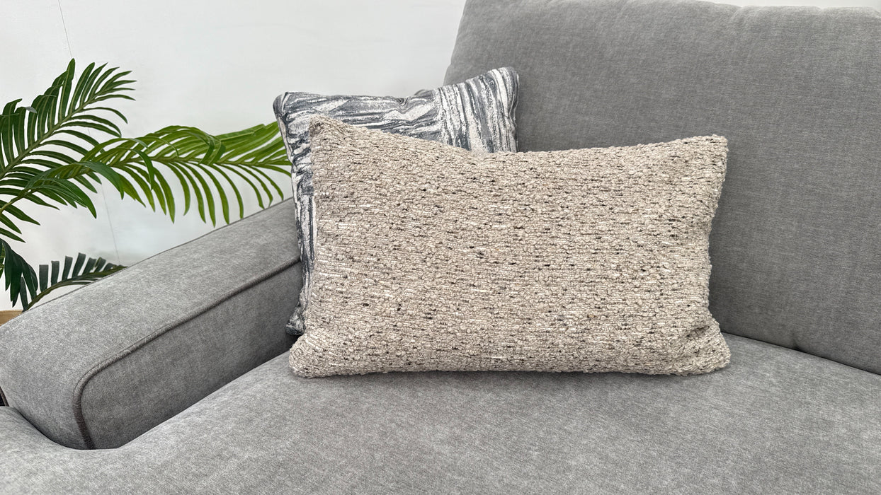 Sofology The Wildwood 3 Seater Fabric Chaise Sofa in Vintage Chenille Grey Contrast Piping Mix