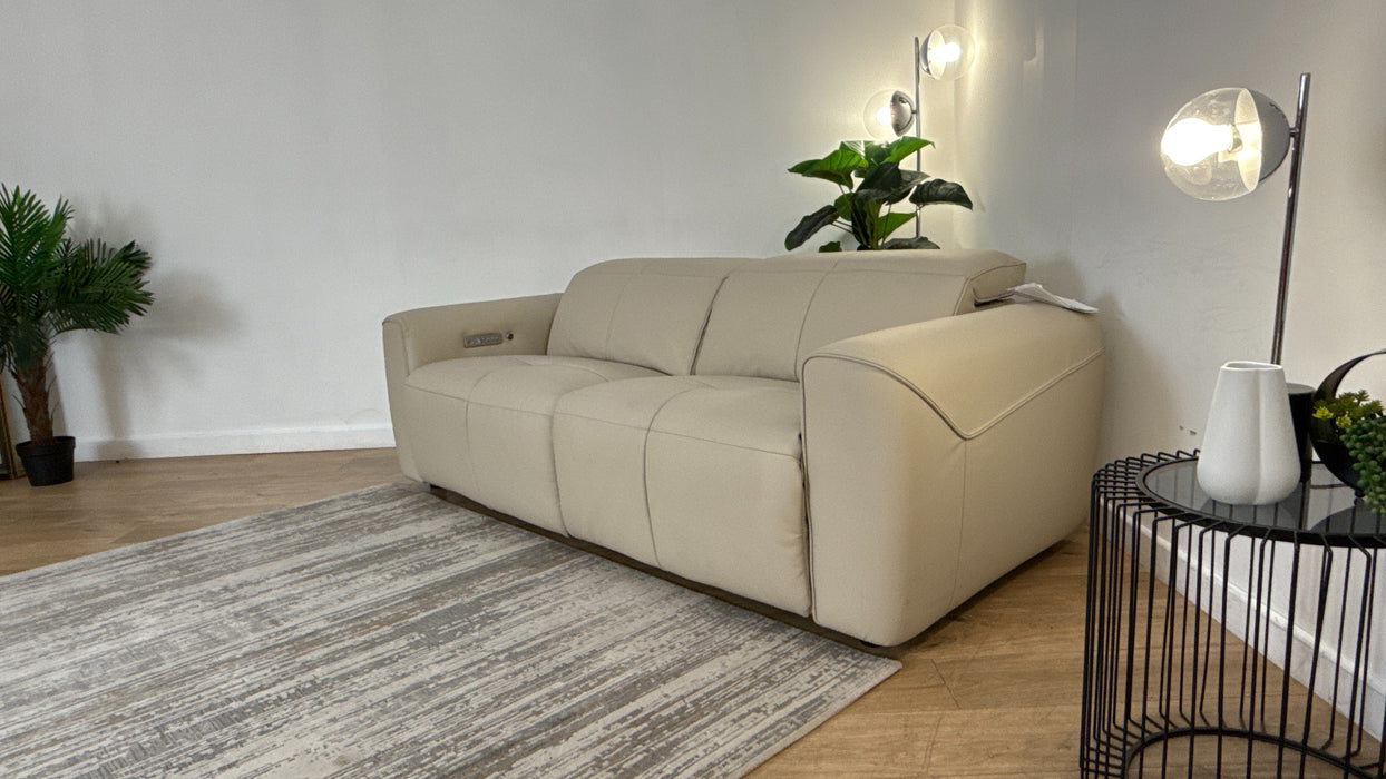 Sofology The Riviera Leather 2.5 Seater Power Recliner/Headrest Heated Seat in Trusty Super Matt Stone