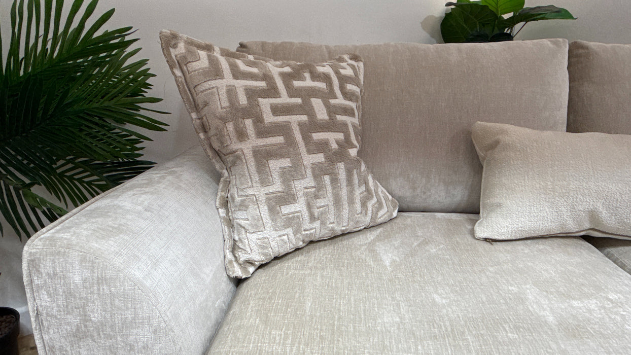 Sofology Mayfair Fabric 3 Seater Foam Seats in Luxury Chenille Mist/Pearl Mix