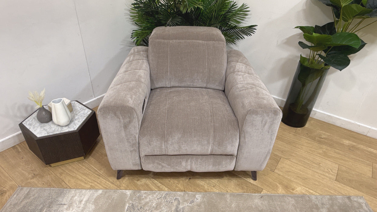 Sofology Allure Fabric Chair Power Recliner/Headrest in Relaxed Chenille Nutmeg