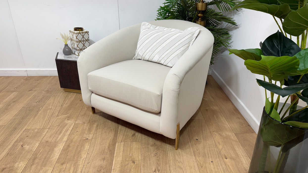Sofology Oscar Fabric Accent Chair in Super Matt Velvet Ecru Mix