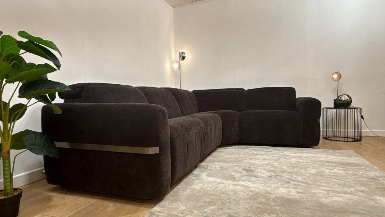 Sofology Lumiere Fabric 3 Corner 1.5 Power Recliner/Headrest Heated Seats in Relaxed Chenille Raisin