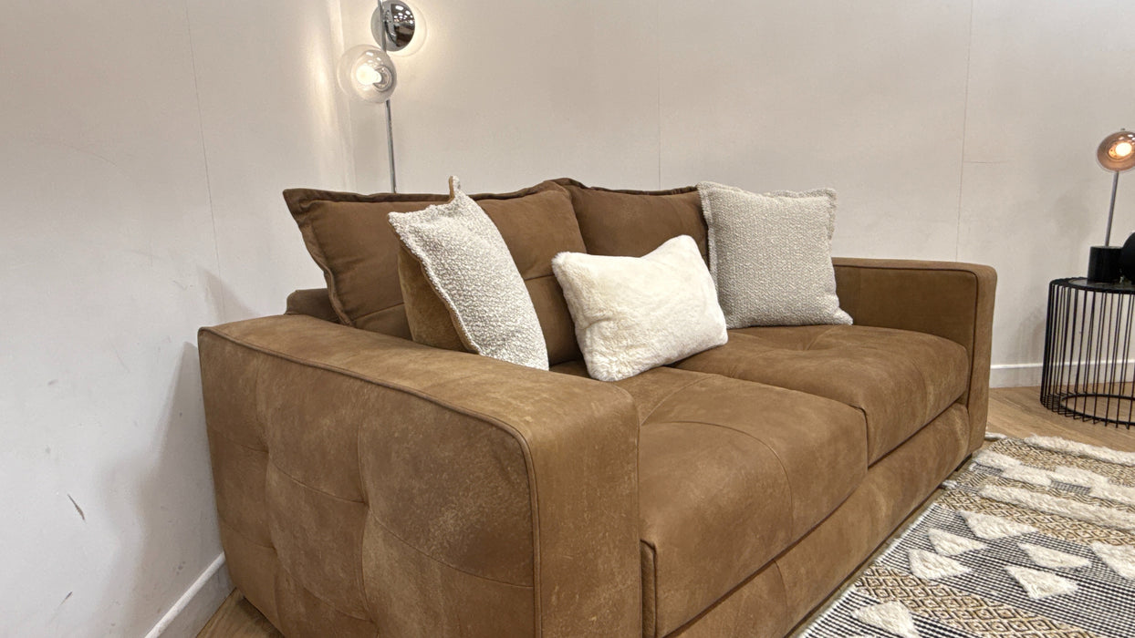 Sofology Artisan Leather 3 Seater in Character Tan/Natural Mix